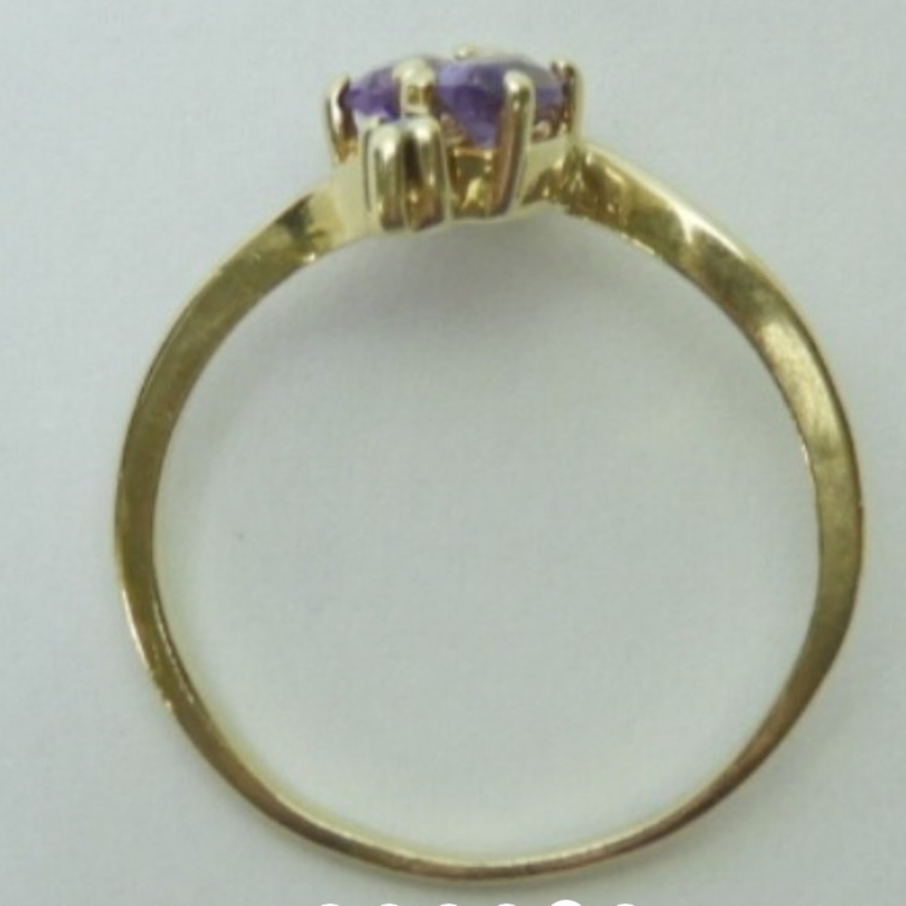 Preloved Solid 10k Amethyst Diamond Ring - image 5
